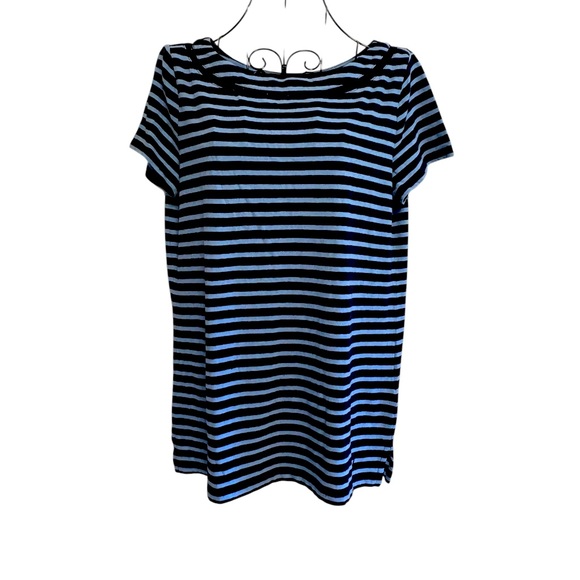 NEW Nautica Women’s Navy Light Blue Striped Short Sleeve Top, Size Small - Picture 1 of 11